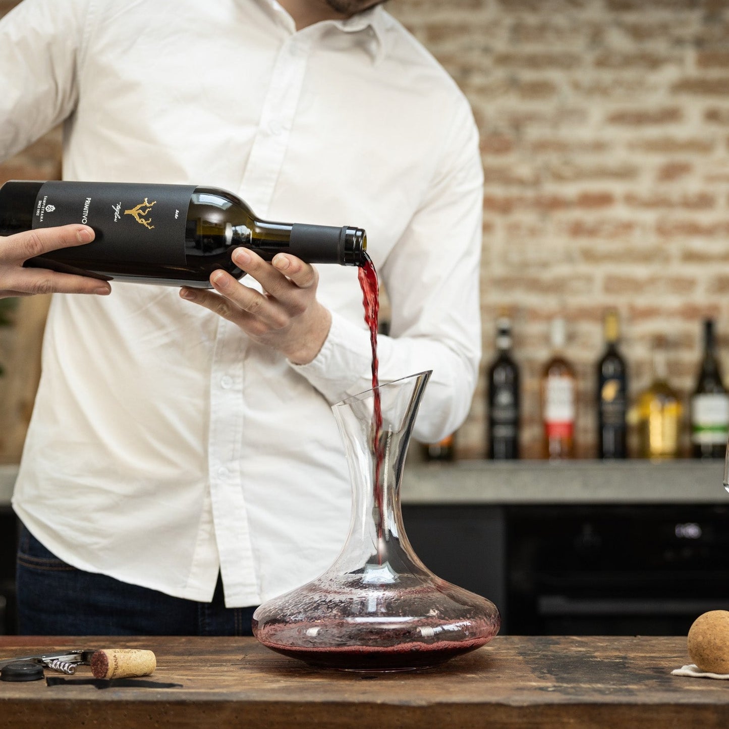 Luxwine - Decanteer karaf wijn 1.5L - Incl. 1000 Schoonmaakparels en Incl kurk